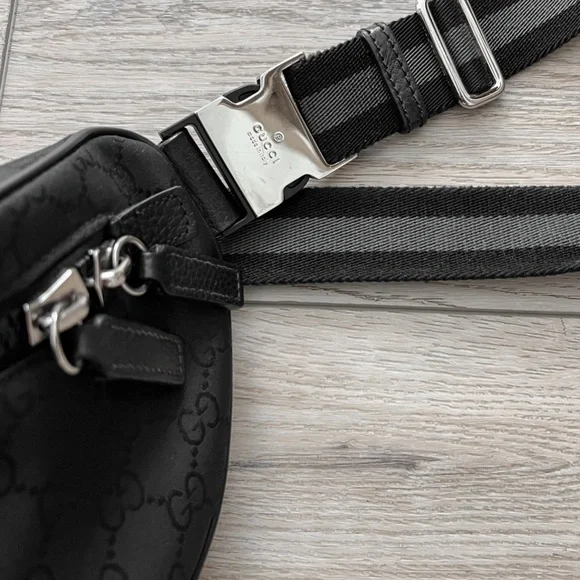 Rare Gucci Black Monogram Guccissima Belt Shoulder Bag Italy - Picture 7 of 14